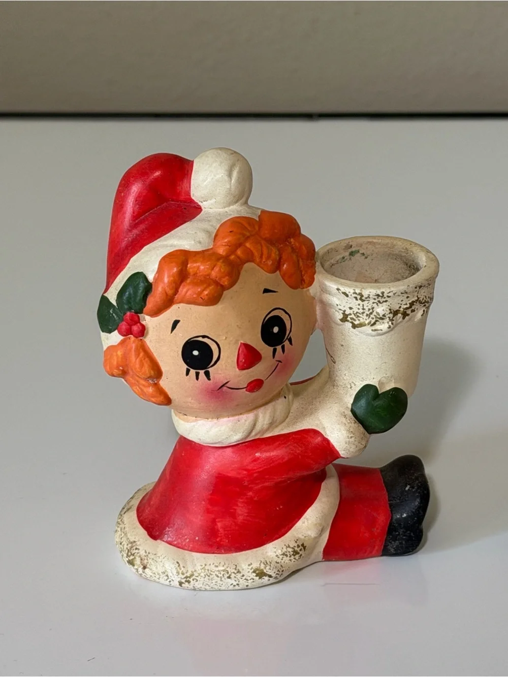 Napcoware Raggedy Ann Christmas Candleholders Pair